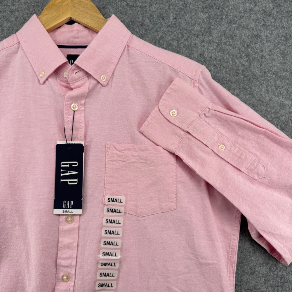 GAP Button Down Shirt Mens Small Pink Oxford Cotton Stretch Long Sleeve NEW
